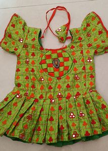 Green &amp; orange Combination Dhothi Pyjama For Kids