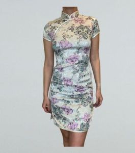 Elegant Floral Print Cheongsam Dress