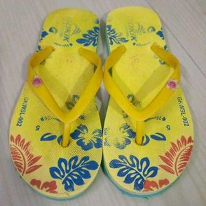 Yellow Floral Flip Flops