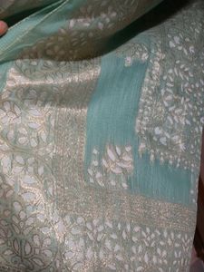 Elegant Mint Green Saree with Gold