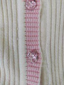 Chic Knit Cardigan with Pink Accents