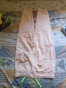 Pink Cargo Pants with Drawstring
