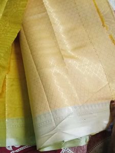 lime green soft Silk Saree with Intricate Border