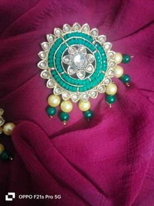Elegant Green Circular Shaped Earrings