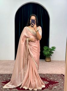 Real Mirror Work Jimmy Saree with Dori