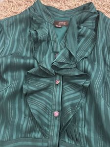 Elegant Emerald Green Striped Blouse