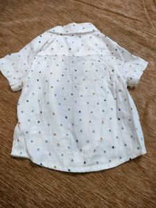 Cute Boys White Triangle Print Shirt