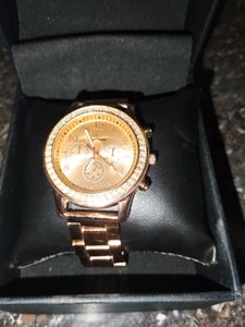 Rose Gold Geneva Watch with Rhinestones