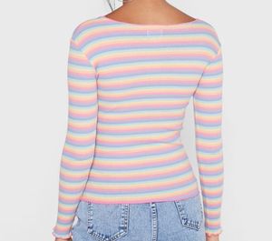 Aesthetic Korean Rainbow Long Sleeve Top