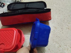 Red &amp; Blue Lunch Box Set with Case