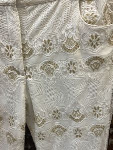 White Lace Detailed Trousers