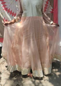Elegant Peach Tulle Gown