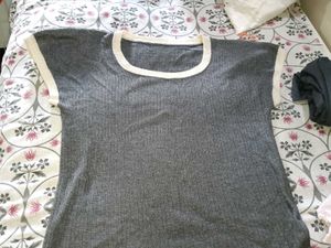Grey Ribbed Knit Sweater Vest