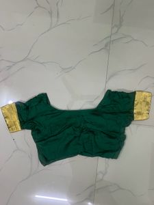 Elegant Green Blouse with Gold Trim