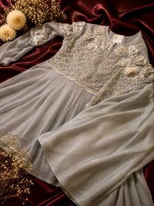 partywear peplum with plazzo and duppata set