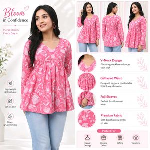 💕Pink Floral Print Kurti 💞