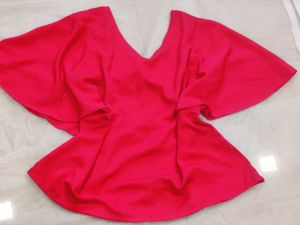 Chic Pink Batwing Sleeve Top