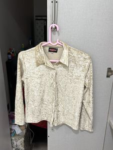 Traffic Beige Velvet Button-Down