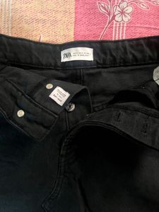 Zara Black Denim Mini Skirt
