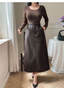 Chic Faux Leather Midi Dress