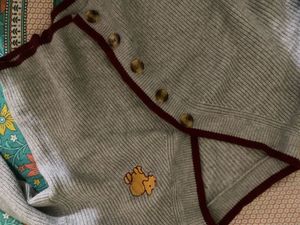 Cute Grey Button-Up Cardigan