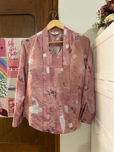 Pink Floral Print Long Sleeve Blouse
