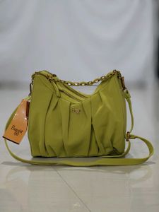 Chic Lime Green Ruched Hobo Bag
