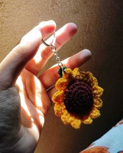 Handmade Crochet Sunflower Keychain