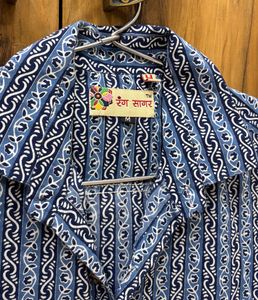 Unisex Blue Printed Short Sleeve Shirt