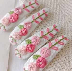 Handmade Embroidered Hair Clips Set