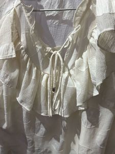 Max Chic Polka Dot Ruffle Blouse