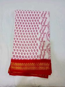 Red & White South Cotton Saree