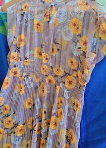 Korean imported Floral georgette dress