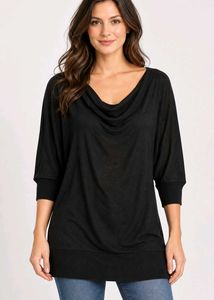 Stylish Black Cowl Neck Top