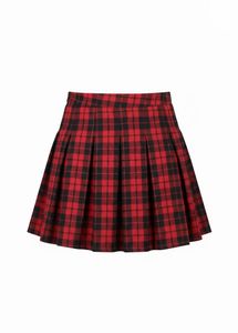 Red Plaid Pleated Skirt
