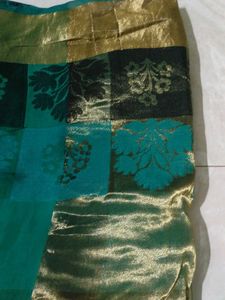 Elegant Teal and Black Saree