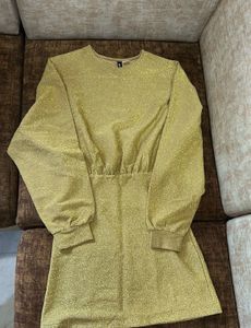 H&M Sparkly Gold Long Sleeve Dress