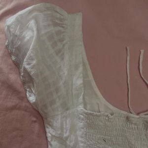 White Checkered Peplum Top