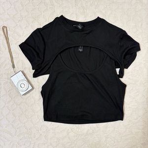 Chic Black Cut-Out Two-Piece Set