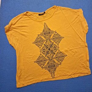 Mustard Yellow Graphic Print Top