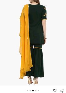 Green &amp; Gold Embellished Sharara Suit