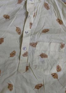 Yellow Printed Kurta with White Pants