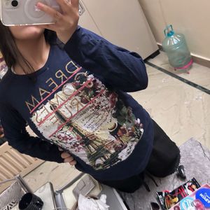 Long Sleeve Eiffel Tower Graphic Top