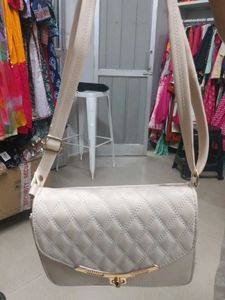 Quilted Shoulder Bag with Gold Accent