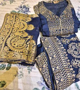 Pure crepe kurta, sharara, dupatta set