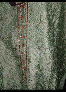 Elegant Mint Green Kurta with Intricate Embroidery