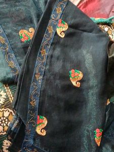 Designer Silk Blouse saree and shirt couple combo