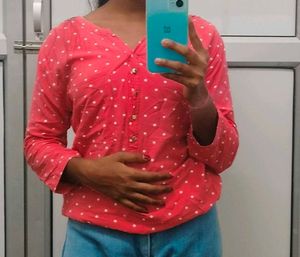 Stylish Red Polka Dot Tunic