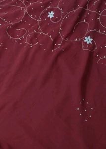 Maroon Floral Embroidered Saree
