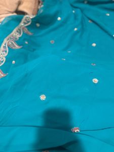 Elegant Turquoise Embellished Saree